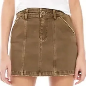 Free People Lennox Denim Mini Skirt in Antique Brass thumbnail 2