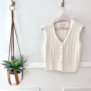 Sincerely Jules Ivory Knit Sweater Vest Size L Button Front New England Prep thumbnail 2