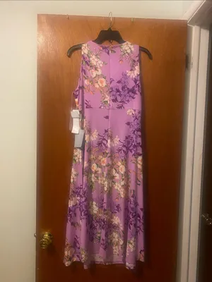 London Times Sleeveless Lavender Floral A-Line Dress, Size 10 thumbnail 2