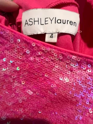 ASHLEYlauren 4445 Neon Pink Sequin Mini Dress - Size 4 thumbnail 3