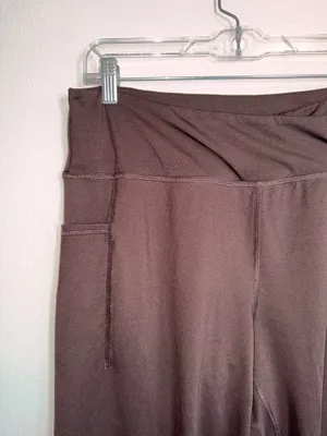 Maurices Smooth Crossover Flare Leggings Brown High Rise Large Short thumbnail 3