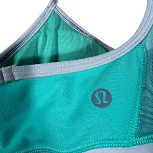 Lululemon Flow Y Bra Solid Sports Bra Teal Grey Yoga Activewear Size 6 thumbnail 4