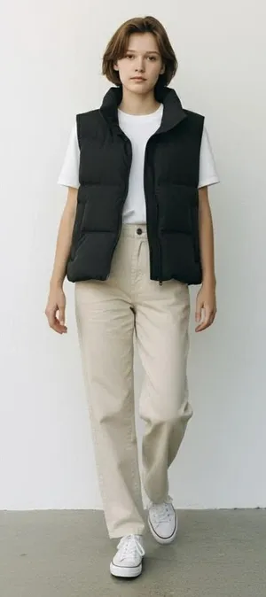 Zara DNWR black puffer vest S  thumbnail 1
