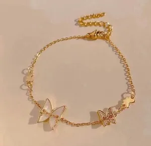 14K Gold Plated Butterfly Charm Bracelet for Women thumbnail 1