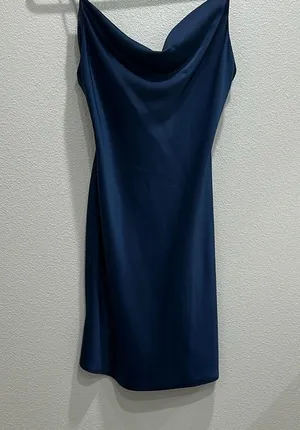 Cowl Neck Elegant Blue Women's Dress thumbnail 1