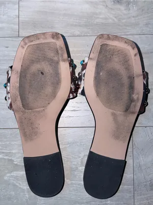 Steve Madden Black Slide Sandals with Brown and White Animal Print Strap thumbnail 4
