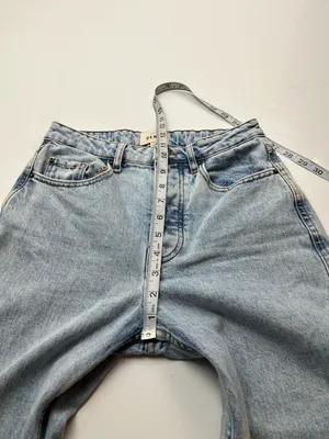 Sezane Denim Jean Womens‎ US 4 Mid-rise Tapered Straight Button Fly Bleach Blue thumbnail 9