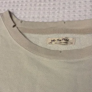 NEW! WE THE FREE PEOPLE Camden LARGE Gray Opal Cream Off-Shoulder Sweatshirt thumbnail 11