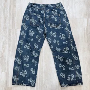 Flamingals Blue Daisy Floral Barrel Jeans Large High Rise Retro thumbnail 7