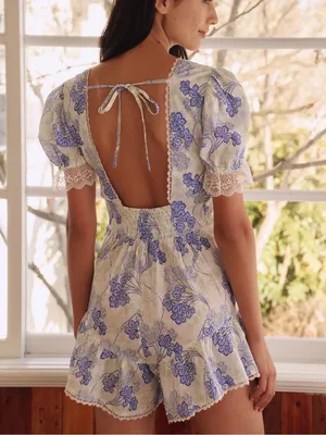 Anthropologie LyreBird Puff Sleeve Romper thumbnail 5