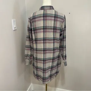 Patagonia Womens‎ Organic Cotton Flannel Plaid Shirt Dress Grey Purple Medium thumbnail 3