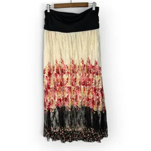 Madison Michelle XL Tiered Lace Ombre Floral Maxi Skirt Festival Boho Broomstick thumbnail 2