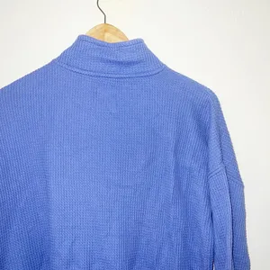 Aerie purple waffle knit quarter zip long sleeve top thumbnail 7