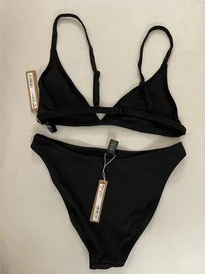 Skims 2Pc SET NWT Adjusted Triangle Bikini Top & Bottoms Black Onyx Size S thumbnail 2