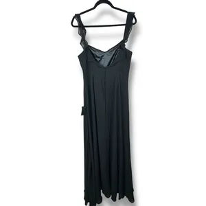 NEW Lulus Dreamy Admiration Black Ruffled Sweetheart Chiffon Maxi Dress Large thumbnail 8