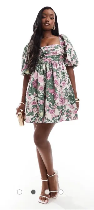 Abercrombie & Fitch Emerson Poplin Floral Mini Dress purple floral size medium thumbnail 1