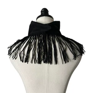 Bogner Scarf Neck Warmer Suede Black Eagle Rhinestone Fringe Western OS thumbnail 2