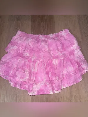 LoveShackFancy $225 Pink Ruffle Skirt Hand Dye - Size Large thumbnail 4