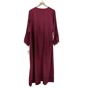Flora By Flora Nikrooz Robe Women Large/XL Bordeaux Satin Venise Trim open Front thumbnail 7