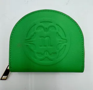 Nanette Lepore Green Zip Around Coin Purse Card Wallet Embossed Logo Compact thumbnail 1