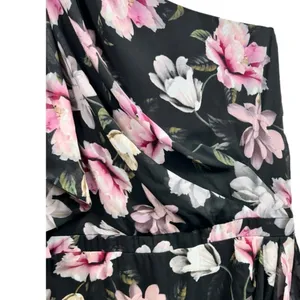 NWT AQUA Formal One Shoulder Ruffle‎ Floral High-Low Midi Dress Black Size 4 thumbnail 13