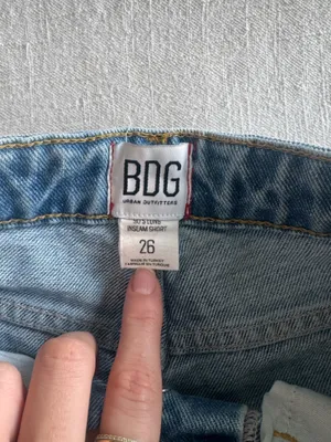 BDG Light Blue High-Rise Distressed Denim Shorts thumbnail 3