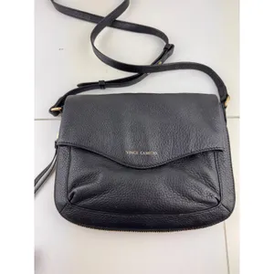Vince Camuto Black Leather Crossbody Bag Flap Zipper Pocket‎ Adjustable Strap thumbnail 5