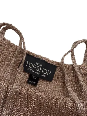 Topshop Bronze Metallic Ribbed Knit Halter Top Cami Tank Shirt Size 2 Women's thumbnail 8
