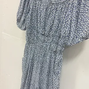 Sincerely Jules Leaf Print Smocked Waist Wide Leg Jumpsuit Medium Blue White thumbnail 4