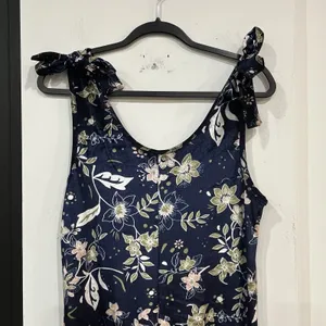 Earthbound Trading Co Floral Velvet Tie Wide Leg Jumpsuit Size Small thumbnail 2