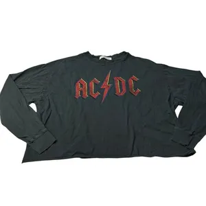 Free People Daydreamer Size S AC/DC Long Sleeve Graphic Tee Charcoal Black‎ Boxy thumbnail 3