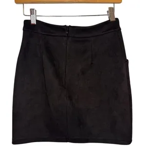 Womens Black Mini Skirt Size S Faux Suede Lace-Up Grommet Back Zip thumbnail 4