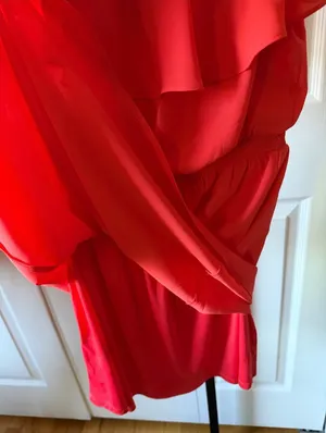 Express orange/Red Off-Shoulder Ruffle dress thumbnail 6