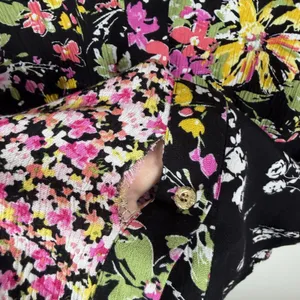 Calessa Floral Patchwork Button Down Shirt Large Multicolor Boho Maximalist Black thumbnail 6