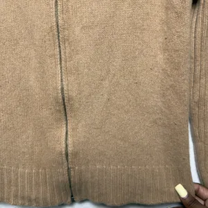 Nordstrom Women 100% Cashmere Zip Up Sweater XS Tan Ribbed Mock Neck Luxury thumbnail 4