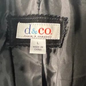 Denim & Co Black Suede Leather Whipstitch Button Front Jacket Coat Large L thumbnail 5