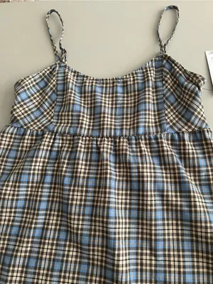 Hurley Blue and Tan Plaid dress Medium NWT thumbnail 4