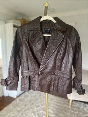 Vintage Leather Double Breasted Jacket Belted Coat Quiet Luxury Parisian 90s 80s thumbnail 2