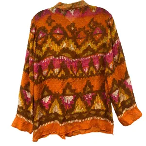 Vtg Laura Ashley Women Silk Cotton Blend Abstract Print Long Sleeve Blouse Top thumbnail 6