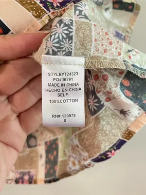 Entro Floral Patchwork Puff Sleeves Popover Cotton Top Size Small thumbnail 5