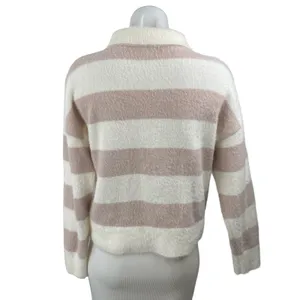Nikka K Women's Stripe Collared Long Sleeve Button Polo Sweatshirt Sweater Top M thumbnail 4