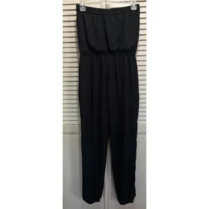 Strapless‎ Jumpsuit Black Size M/L Chiffon Elastic/Tie Pockets Zippers thumbnail 4