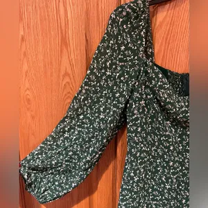 Reformation Camii Long Sleeve Chiffon Minidress‎ in Green Floral Parsley Size 0 thumbnail 10