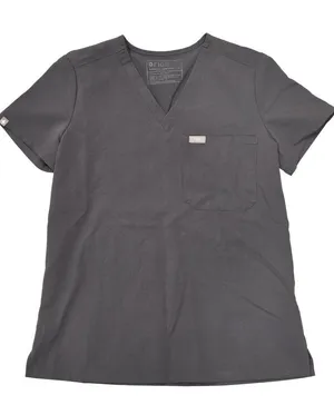 Figs Technical Collection Women’s XS Graphite V-Neck Scrub Top With Pocket thumbnail 1