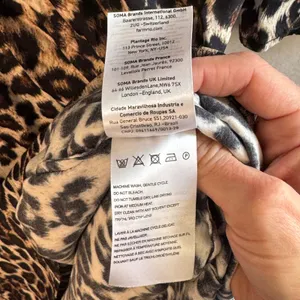 Farm Rio Leopard Animal Print‎ Viscose V-Neck Midi Dress Brown Black Large Boho thumbnail 5