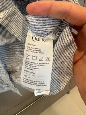 Quince 100% European Linen Blue Pinstripe Short Sleeve Button Up Shirt - small thumbnail 4
