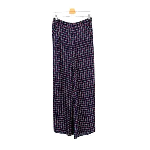 Anthropologie Cartonnier Pants Geometric Print Wide Leg Rayon Navy Blue Size 4‎ thumbnail 3