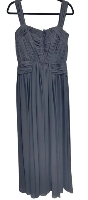 Vera Wang Charcoal Gray Ruched Bodice Chiffon Maxi Formal Dress Gown Size‎ 8 thumbnail 1