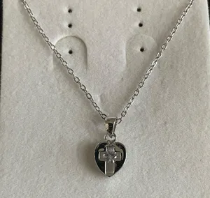 Silver heart and cross necklace thumbnail 3