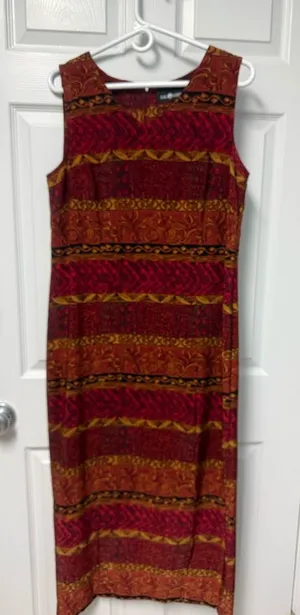 Sag Harbor Red and Gold Patterned Sleeveless Maxi Dress thumbnail 1